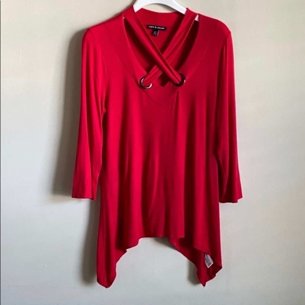 Cable & Gauge Tunic Top Red Size M